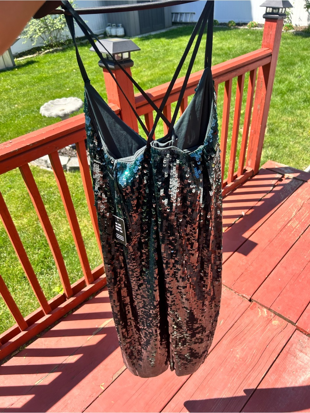 Express Emerald Sequin Party Dress - Picture 2 of 4